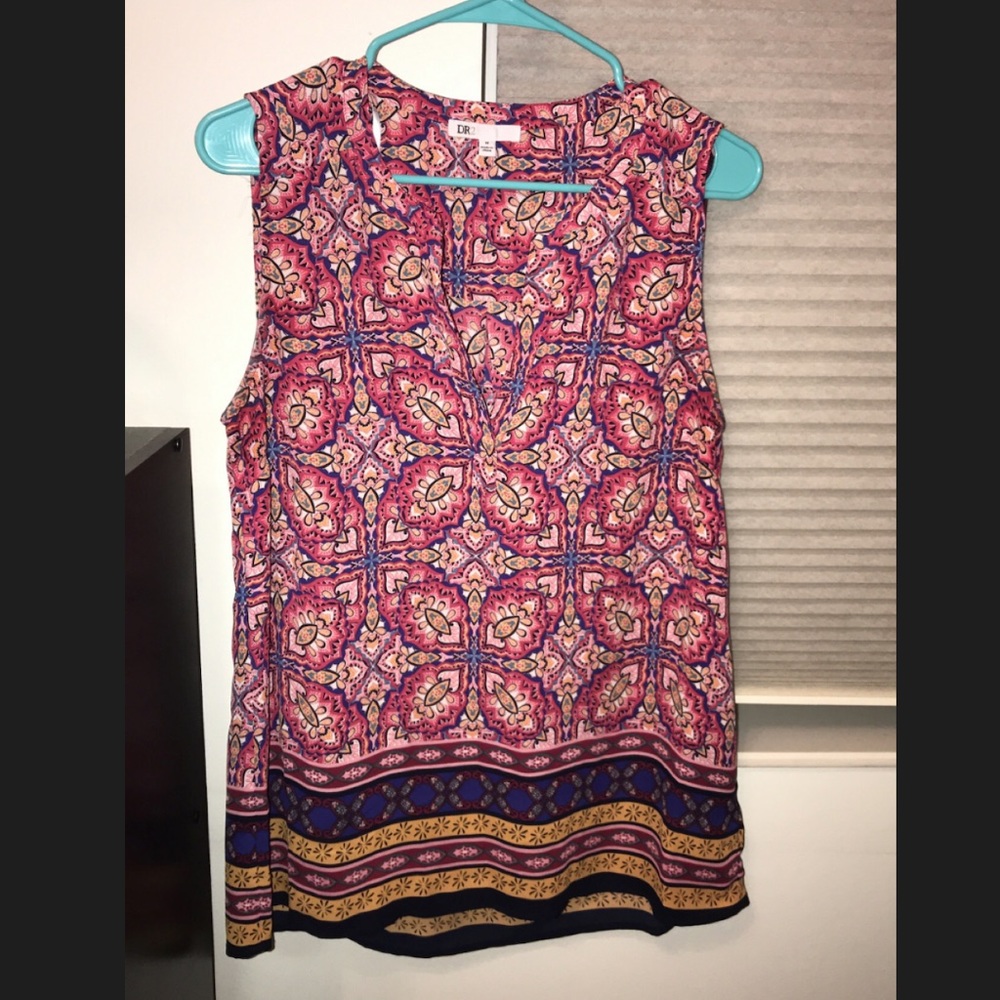 Pink , blue yellow shirt with kaleidoscope designs